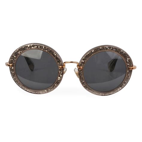 miu miu round glitter sunglasses